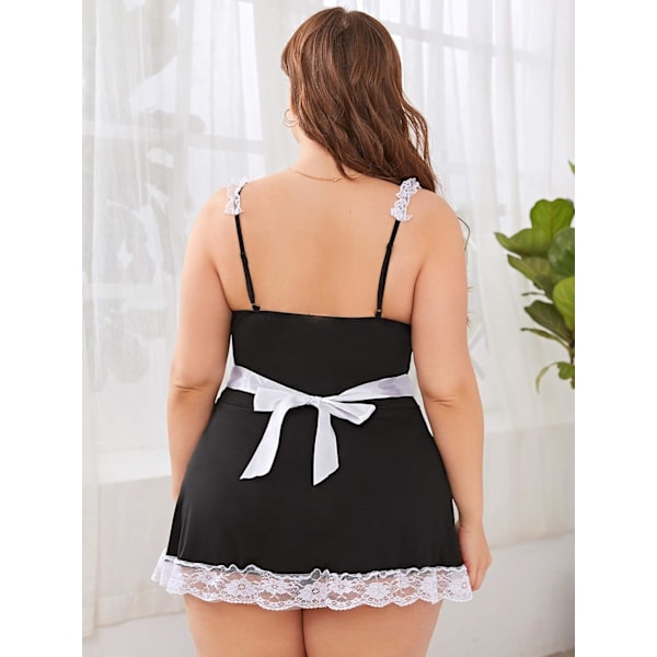 2025 Senaste Modell Dam Plus Size Sexig Spets V-ringning Sele Transparent Mesh Underklänning A Multi X-Large