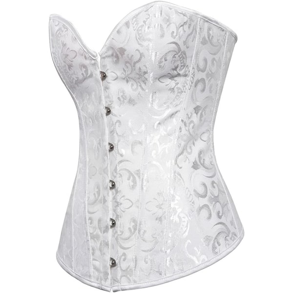 Kvinnors Bustier Korsett Topp Sexig Lingerie Set Svart Satin White XS