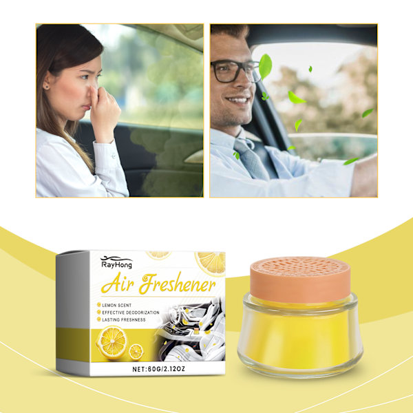 2025 Senaste Modell  Citron Doft Bil Solid Balm, Bil Luftfräschare Lätt Doft Portabel Bil Balm