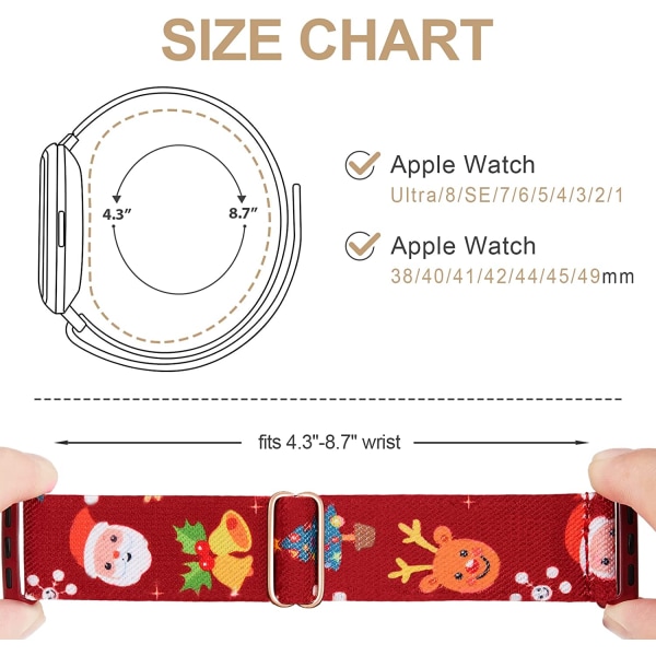 Stretchiga nylon solo loop-band kompatibla med Apple Watch Red 42mm/44mm/45mm/49mm