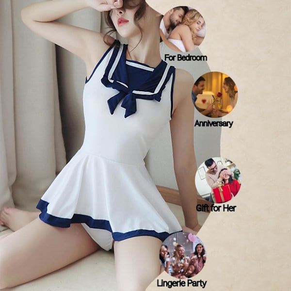 2025 Senaste Modell Anime Skolflicka Outfit för Kvinnor, Klassisk Söt Sjömansuniform Kostym Mini JK Klänning Maid Kostym Underkläder för Cosplay,