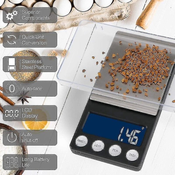 Digital köksvåg USB uppladdningsbar fickvåg 500g001g Minivåg Elektroniska smycken Food Grams-våg