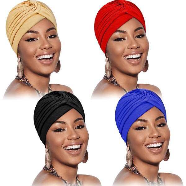 4 stycken stretch polyester turbaner huvudmössa 4PCS 1