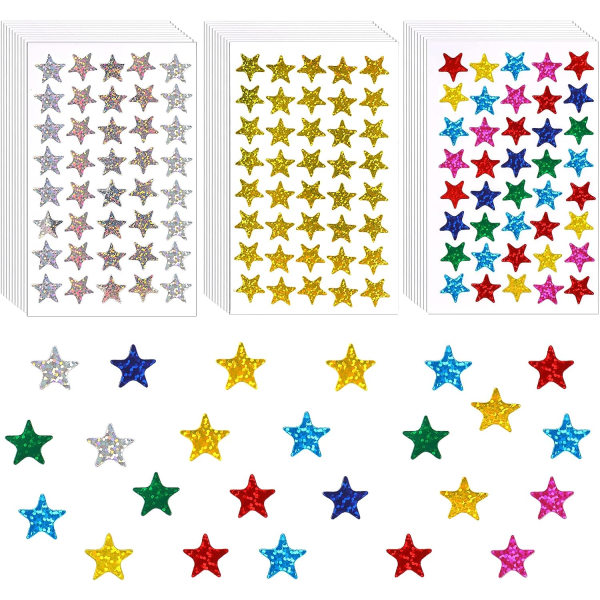 2240 st metallisk glitterfolie stjärnklistermärken självhäftande holografiska