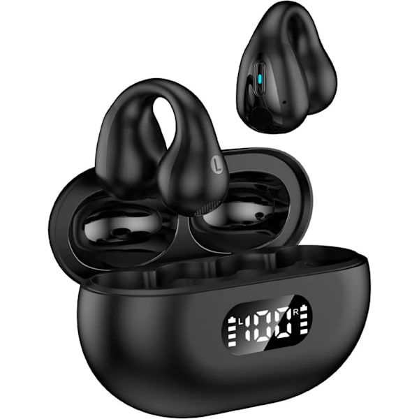 Trådløse Open-Ear Hovedtelefoner Bluetooth 5.2 Sort