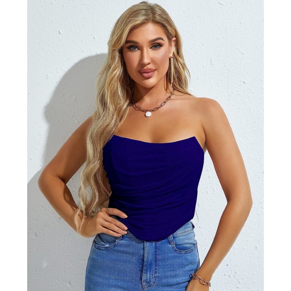 Korsett Topp Dam Bustier Toppar för Kvinnor Royalblue XXL