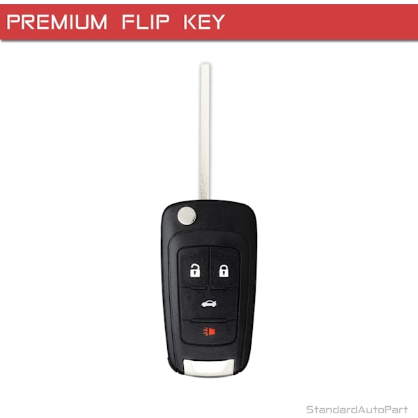 4-knapps fällbar nyckelbricka kompatibel med Chevy Cruze Equinox Sonic Malibu Impala Camaro Terrain Lacrosse Regal Verano Encore Allure O