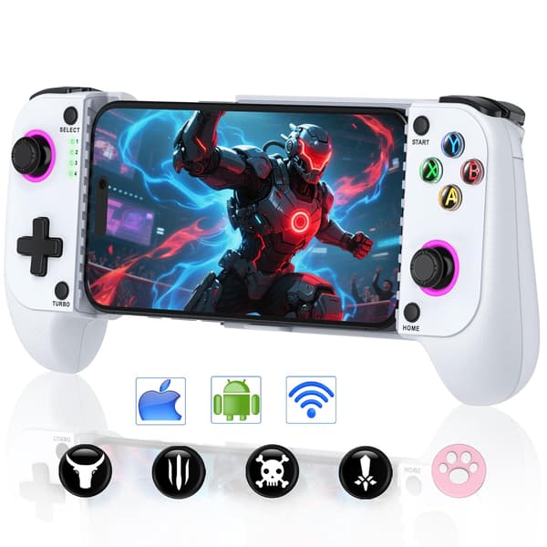 2025 Seneste Model Telefon Controller til iPhone/Android - Mobil Gaming Controller med Hall Effect Joystick, Understøttelse af Telefoncover, Turbo Func