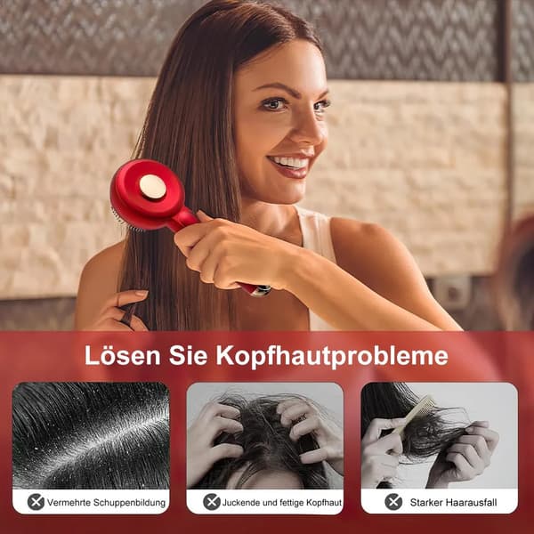 Massagekam, rött ljus hårborste, mikroström, hårvård, hårbottenvård