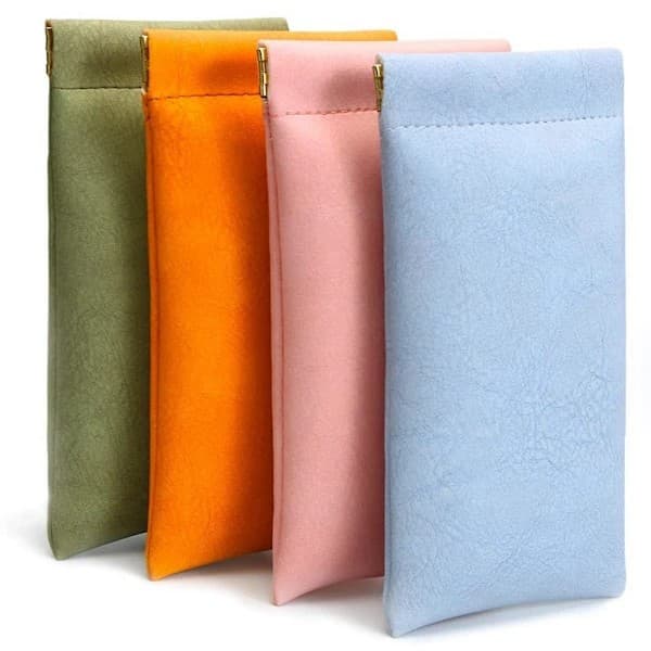 Enkelförpackat glasögonfodral, unisex, mjukt PU-material, bärbart. [DB]
