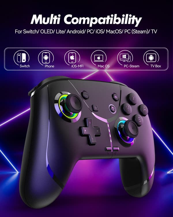 2025 Seneste Model Trådløs Switch Controller til Nintendo Switch 2/Switch/Lite/OLED, Bluetooth Game Controller til iPhone/Android/PC/Steam