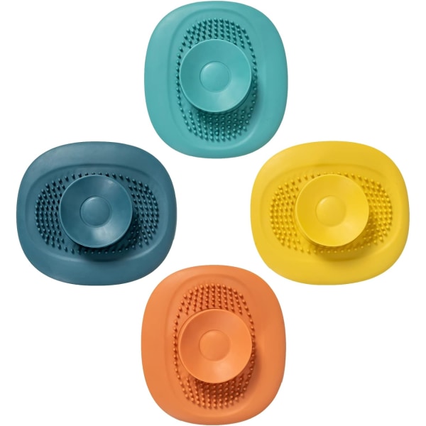 Avloppsskydd för hårfångare i silikon (4 delar - orange, blå, grön, gul)