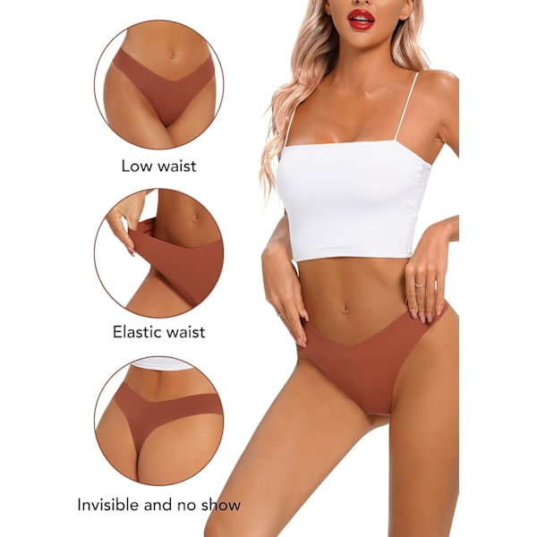 2025 Senaste Modell Sömlösa Trosor för Kvinnor Osynliga Stringtrosor V-formad Stretch Andningsbara Sexiga Trosor Underkläder 6-pack A-6 Pack 6 Färger