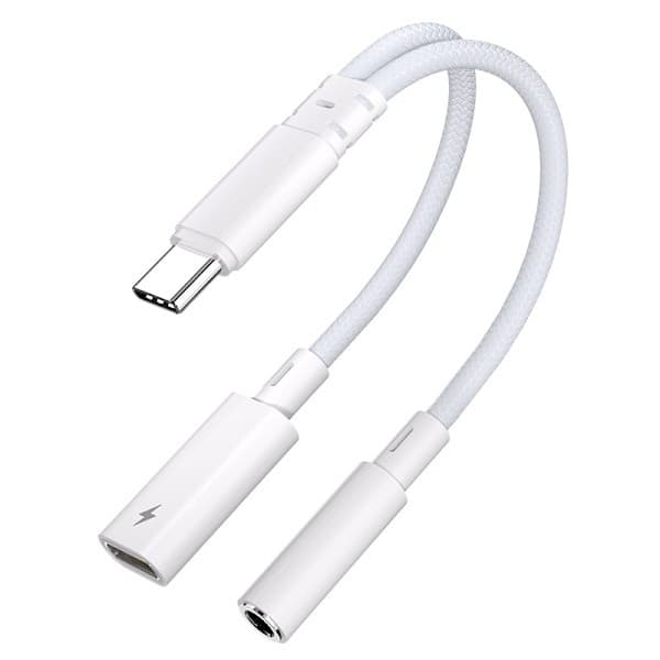 AA10-B2P15 USB-C til 3,5 mm adapter, støtter PD-lading.