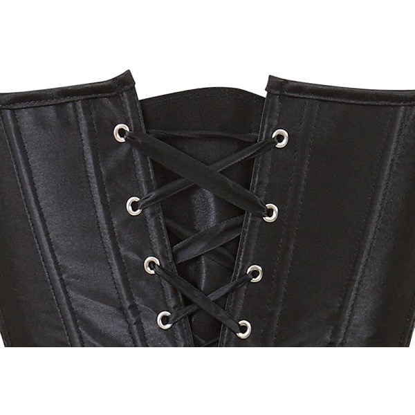 Bustier korsetttopp för kvinnor Sexiga underkläder set svart satin Black 5XL