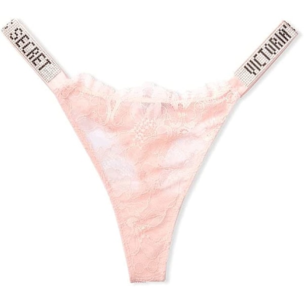 Shine Strap Thong Underkläder för kvinnor, mycket sexig kollektion Purest Pink Lace M