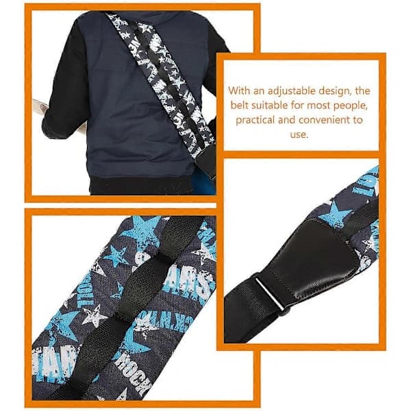 Anti-Stretch Gitarrrem Andningsbar Gitarrslinga Justerbar Design Stressreducerande Bred Form För Musiker 1-pack