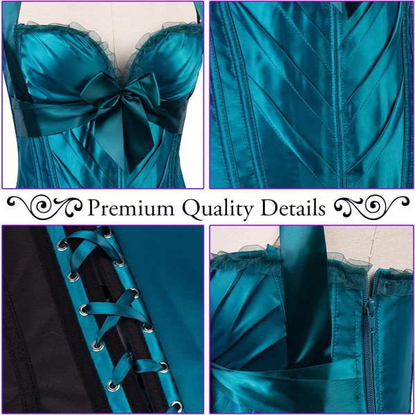 Mode Dam Sexig Vintage Renaissance Korsett Bustier Turquoise S