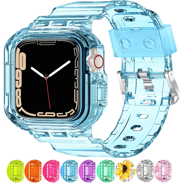Kompatibel för kristallklara Apple Watch -band, 45 mm 44 mm Blue 42/44/45mm