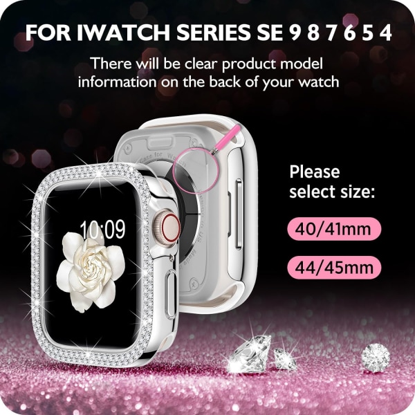 Bling Case Kompatibel för Apple Watch Bumper 40mm 41mm Case Cover,