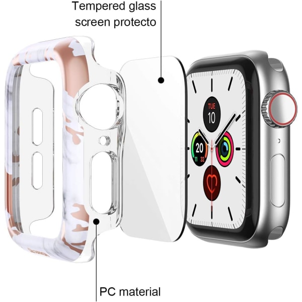 Fodral för Apple Watch Series 6/5/4/SE 44mm med inbyggt härdat glas