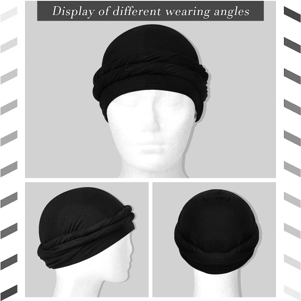 2 st Turban för män Turban Vintage Twist Head Wraps Black and Dark Grey