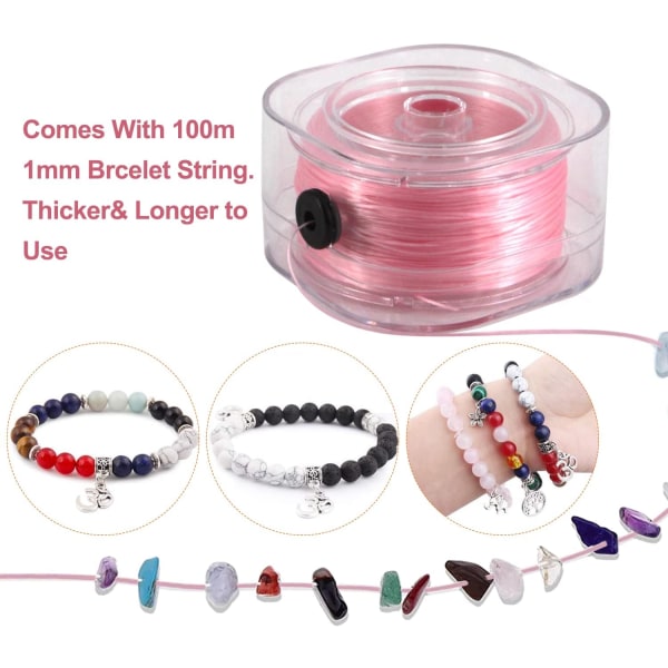 1mm Elastiskt Armbandssnöre - Transparent Stretch Pärlsnöre för Smyckestillverkning (Rosa)