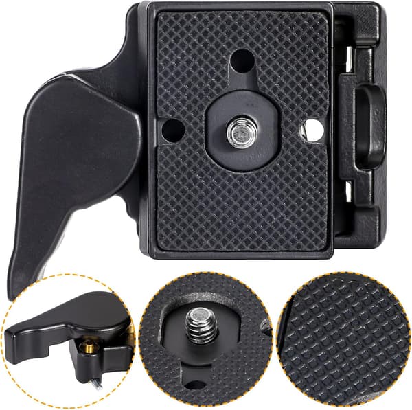 2025 Seneste Model Sort Kamera 323 Quick Release Plade med Speciel Adapter (200PL-14) til Manfrotto 323 (Ny Version)