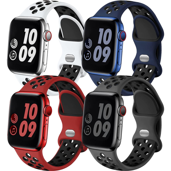 4-pack Sportband Kompatibla med Apple Watch 41 mm 40 mm 4pcs 2 38mm/40mm/41mm M/L