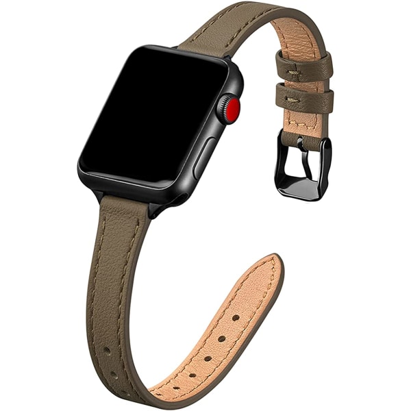 Smala läderband som är kompatibla med Apple Watch Band 38 mm Taupe with Black 42mm/44mm/45mm/49mm
