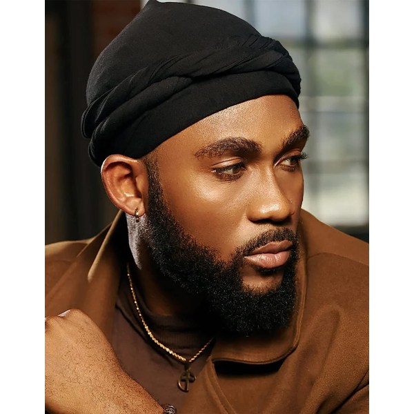 Halo Turban för Män - Satinfodrad Durag-For-Men Elastisk Black+gray