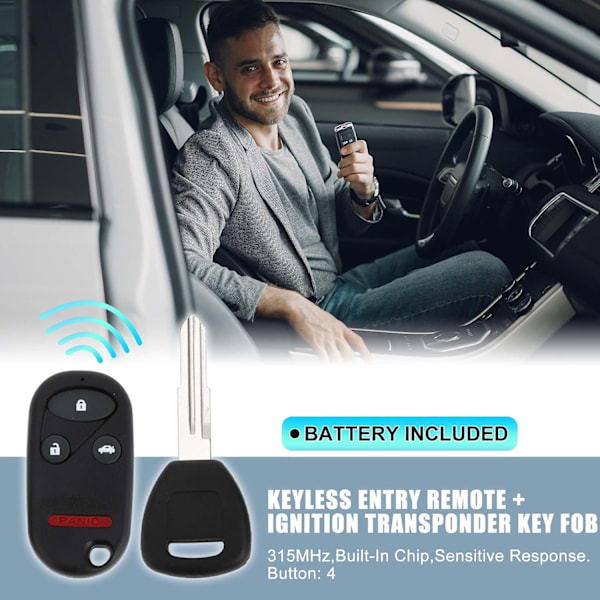 315MHz KOBUTAH2T Nyckellös Fjärrkontroll Tändnings Transponder Nyckel Fob för Honda Accord 1998-2002 för Acura TL 1999-2003 13 Chip 4 Knappar