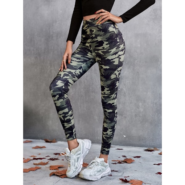 Dam Casual Pläda Leggings Hög midja Skinny Stretchy M