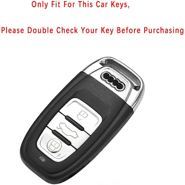 Nyckelfodral Passar Audi A3 A4 A5 A6 A7 A8 S5 Q3 Q5 Q7 TT Nyckelskal 3 Knappar Nyckellös Fjärrkontroll Smart Bilnyckel Fodral Skydd
