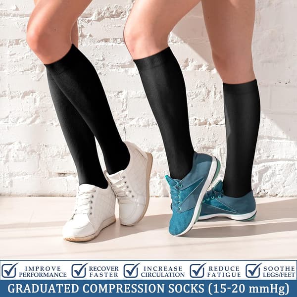 Kopparkompressionstrumpor - 3 par för män och kvinnor (15-20 mmHg)