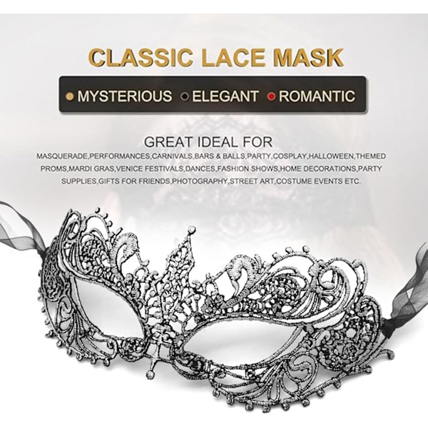 2025 Senaste Modell Dam Maskeradmask Venetiansk Spets Ögonmask Fest Bal Kostym Halloween Festtillbehör