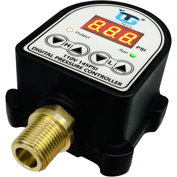 Högkvalitativ helt ny GamaTech Tryckströmbrytare för Vattenpump och Luftpump, Digital Justerbar Tryckregulator, 110V, 0-145