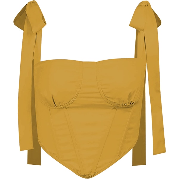 Kvinnors sexiga bustier crop top med axelband Yellow L