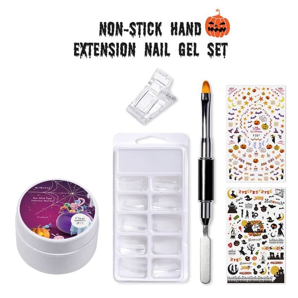 Halloween Nail Art Kit, Kristall Nagelförlängningsgel Solid Non-Stick Quick Press-On Nails DIY Tips, Transparent BF102 BF102 model