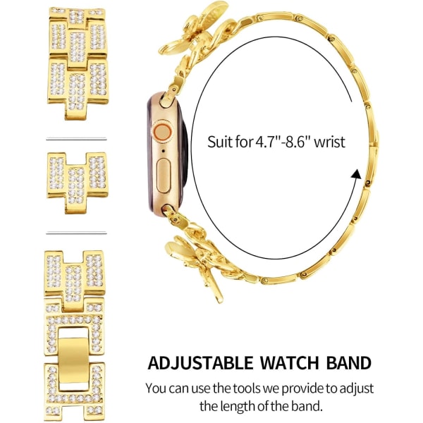 Bling Diamantband Kompatibelt med Apple Watch 38mm 40mm 41mm