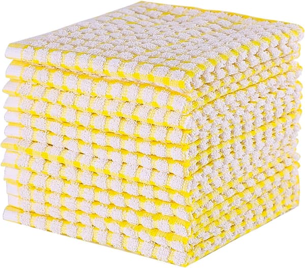 Köksdiskdukar 12-pack stora diskdukar i bomull, 30 x 30 cm, gul