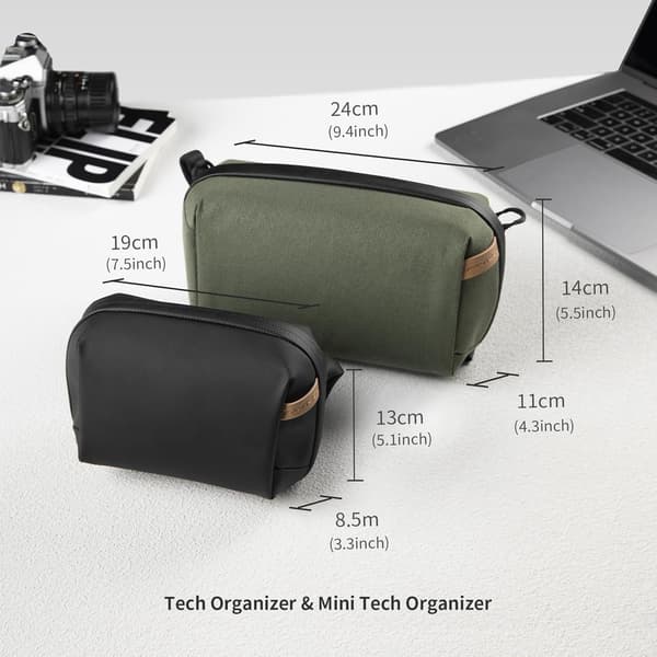 Vaskepose Toalettmappe Mini Tech Tilbehørsveske Elektronikk Organizer Bag, Grønn