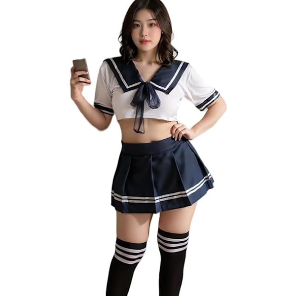 2025 Senaste Modell Skolflicka Underkläder Skolflicka Cosplay JK Japan Sailor Kvinnor Underkläder Rollspel Pyjamas Kostymer med Strumpor STORLEK-M