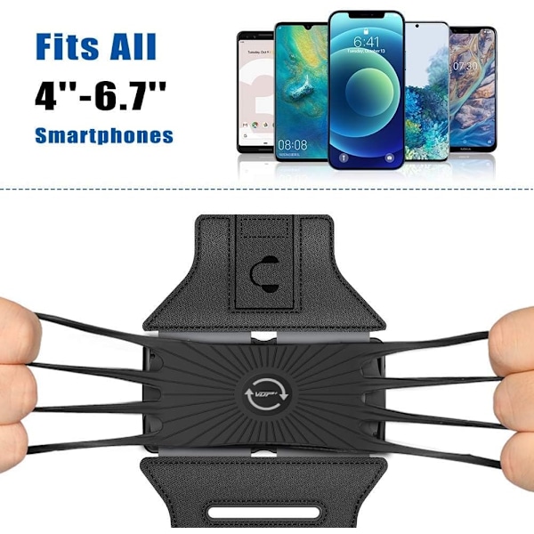 2025 Senaste Modell Löpararmband 360° Roterbart för iPhone 16/15/14/13/Pro Max/Pro/Mini/12/11/SE/Xs/XR/X/8/7/Plus, Passar Alla 4-6 tum.