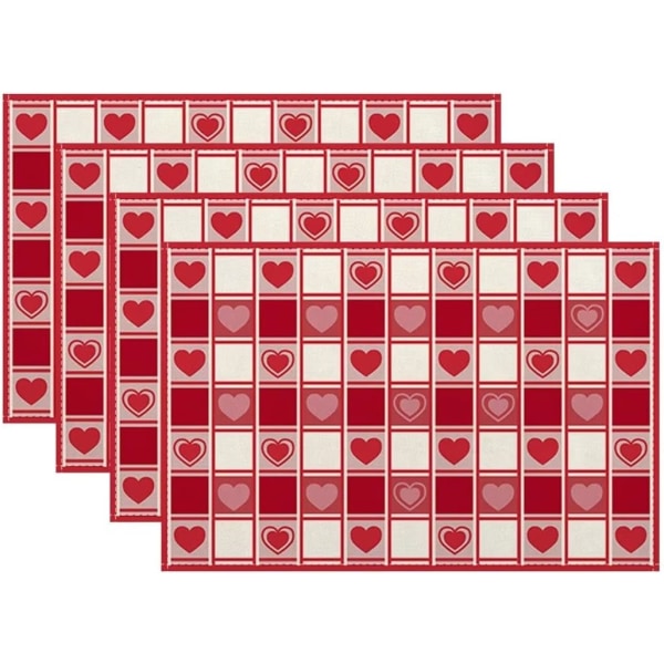 Alla hjärtans dag bordstabletter Set med 4 - Love Hearts bordsmatta
