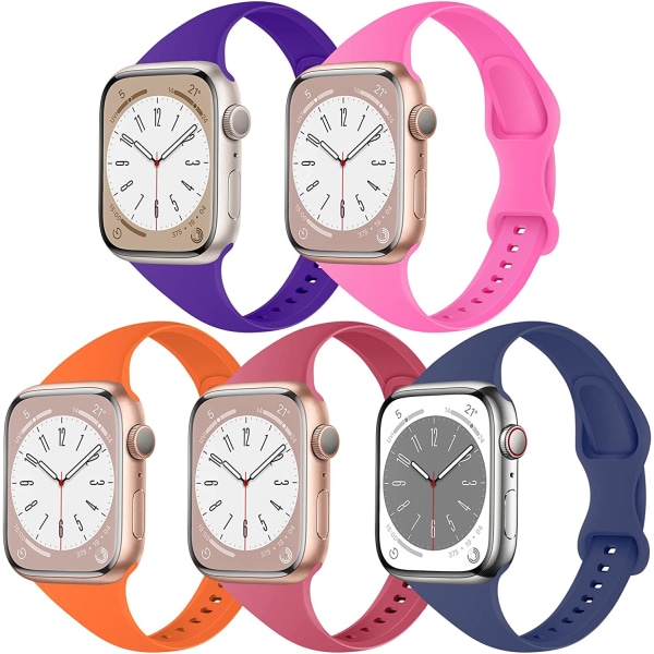 5-pack silikonband kompatibla med Apple Watch-band 5PCS 3 42/44/45/49mm