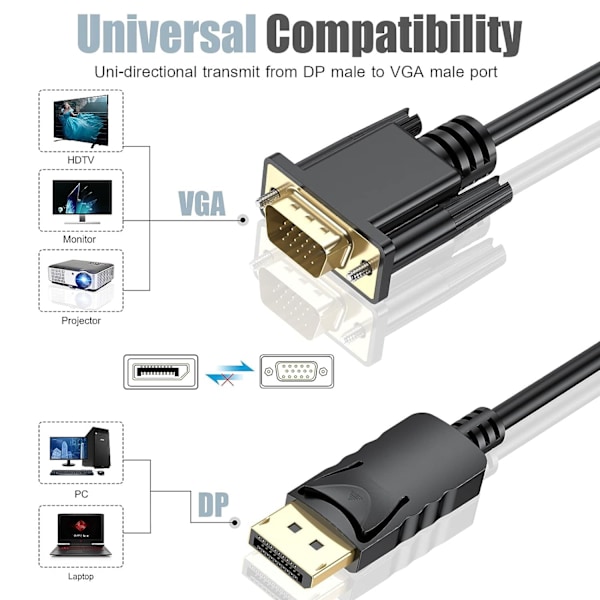 DisplayPort till VGA-adapterkabel - Förgylld