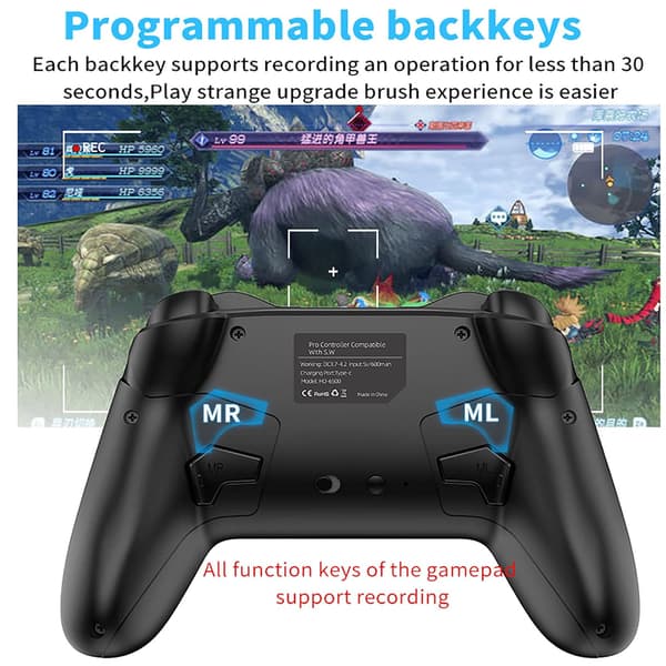 2025 Senaste Modell Bluetooth Kontroller för Switch/Mac/PC/Steam/Mobiltelefon/iOS/Android//TV/iPad/Surfplatta/Apple Arcade MFi-spel, switch pro