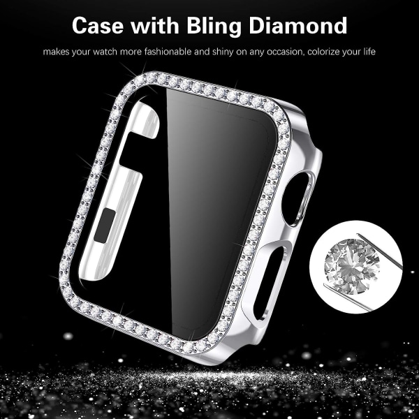 Hårt case för Apple Watch 38Mm, Bling Diamonds med skärmskydd Silver 38mm