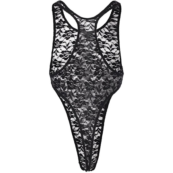 2025 Senaste Modell Herr One-Piece High Cut G String Underkläder Brottningstrikå Leotard Bodysuit Trosor Svart Blommig XX-Large